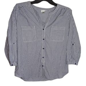 Harve Bernard XL Blue and White Stripe‎ Button Down Shirt (M135)